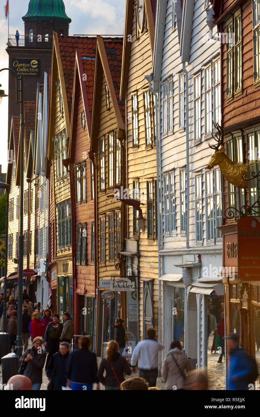 UNESCO-Welterbe geschützten Angeln Lagerhallen in Bergen Bryggen, Bergen, Hordaland, Norwegen Stockfoto