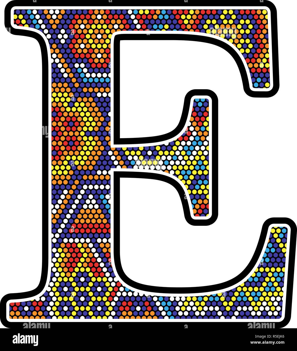 Erste e mit bunten Punkten abstrakt Design mit mexikanischen huichol Art Style Stock Vektor