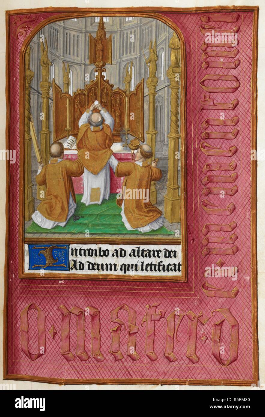 Die Höhe des Host, aus der Masse der Jungfrau. Buch der Stunden. S. Niederlande (Brügge oder Gent), ca. 1500. Quelle: Hinzufügen. 35313, f 40. Sprache: Latein. Autor: HORENBOUT, Gerard. Stockfoto