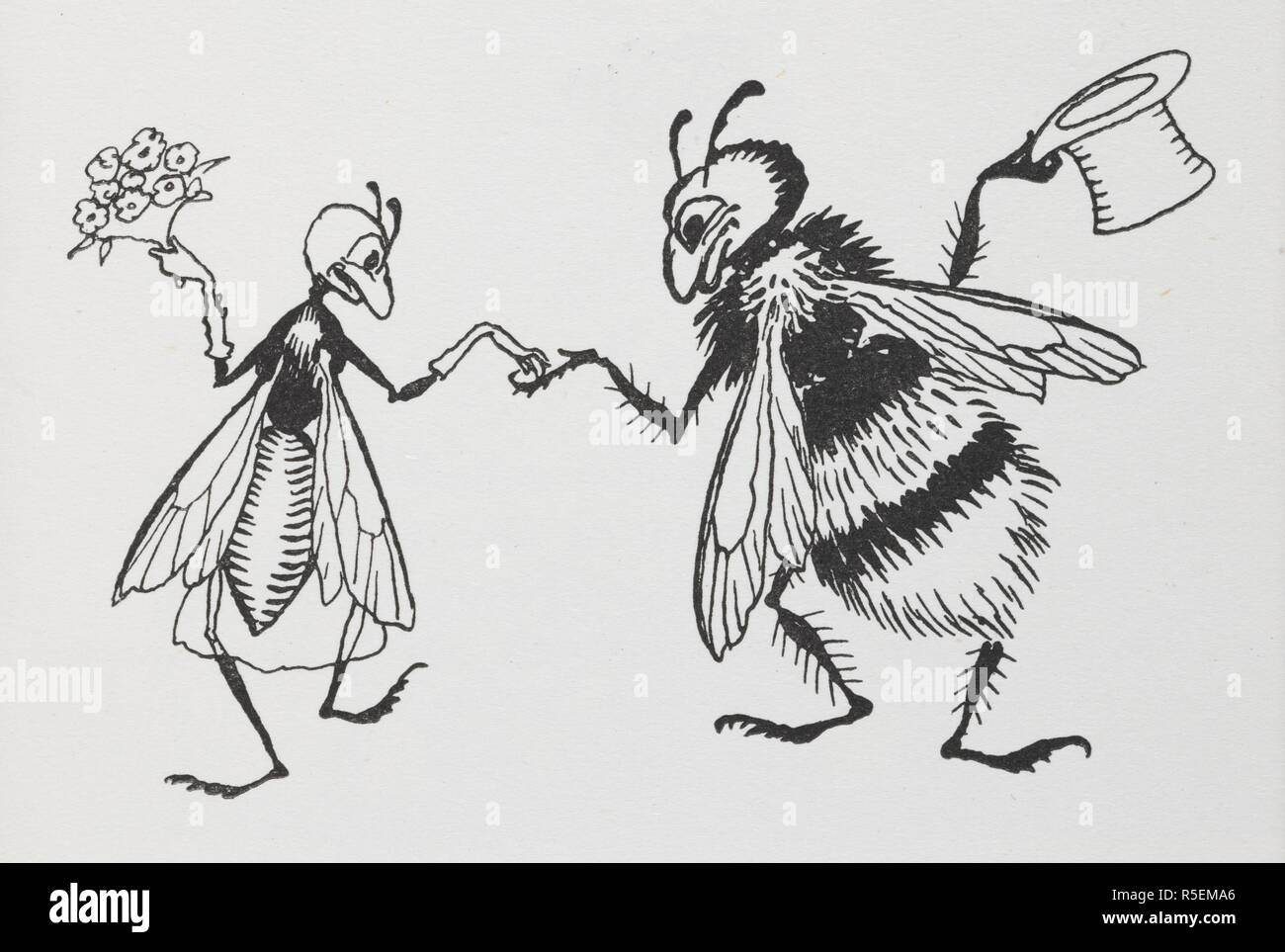 Eine Fliege und Biene heiraten. Mother Goose. Die alte Kinderreime. Mit Ill. von Arthur Rackham. London: William Heinemann, [1913]. Quelle: 11646.h.32. Seite 133. Stockfoto