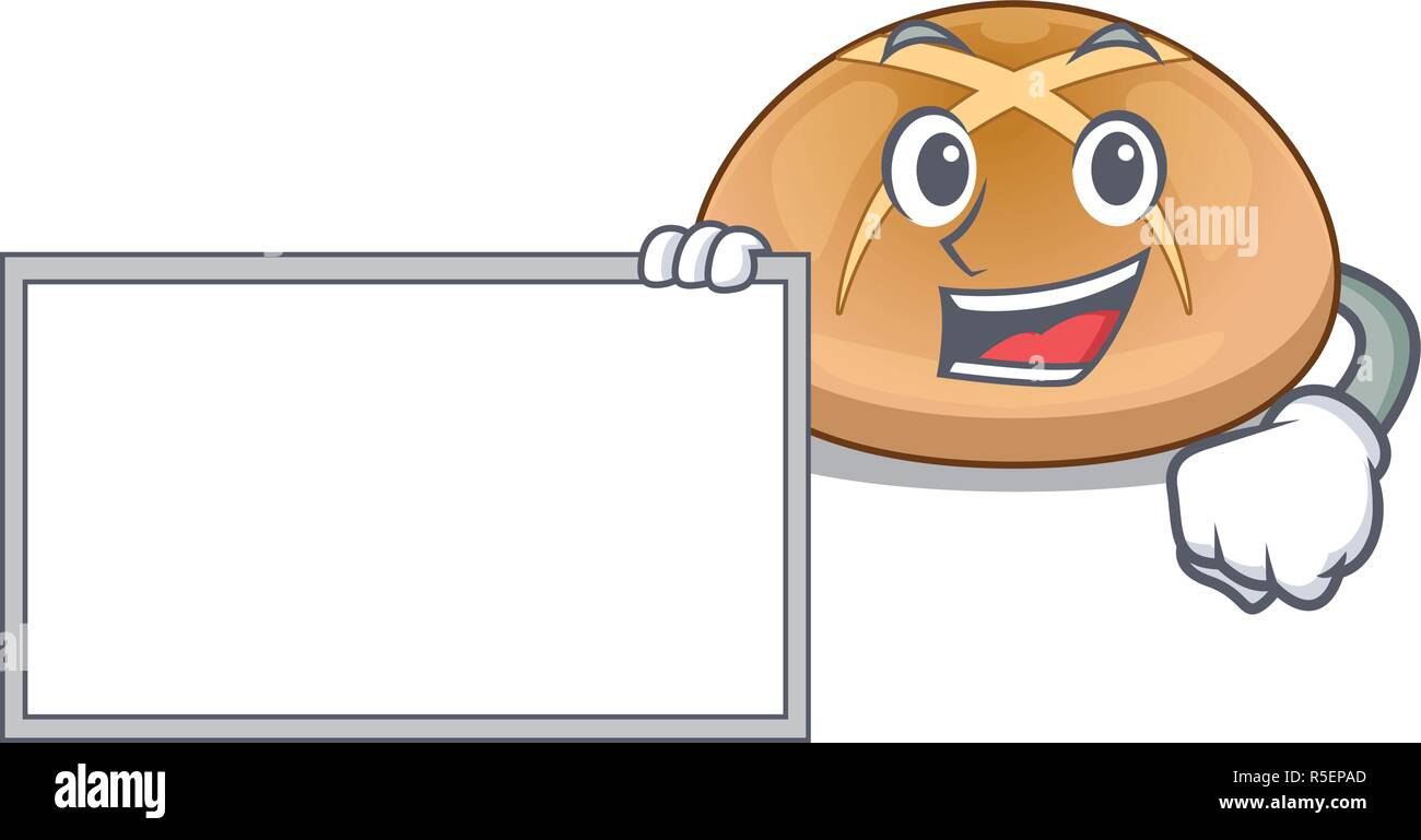 Mit board Hot Cross Buns auf Schneiden cartoon Vector Illustration Stock Vektor