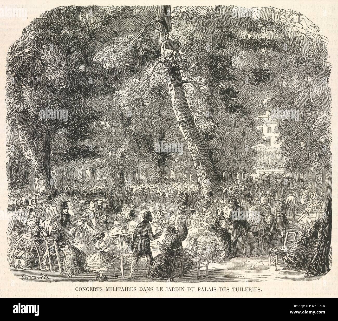 Eine militärische Konzert. L'Illustration. Paris, 17.07.1858. Konzerte militaires dans la Jardin du Palais des Tuileries. Bild von L'Illustration berücksichtigt. Ursprünglich veröffentlicht in Paris, 17/07/1858. . Quelle: Colindale, 36. Sprache: Französisch. Stockfoto