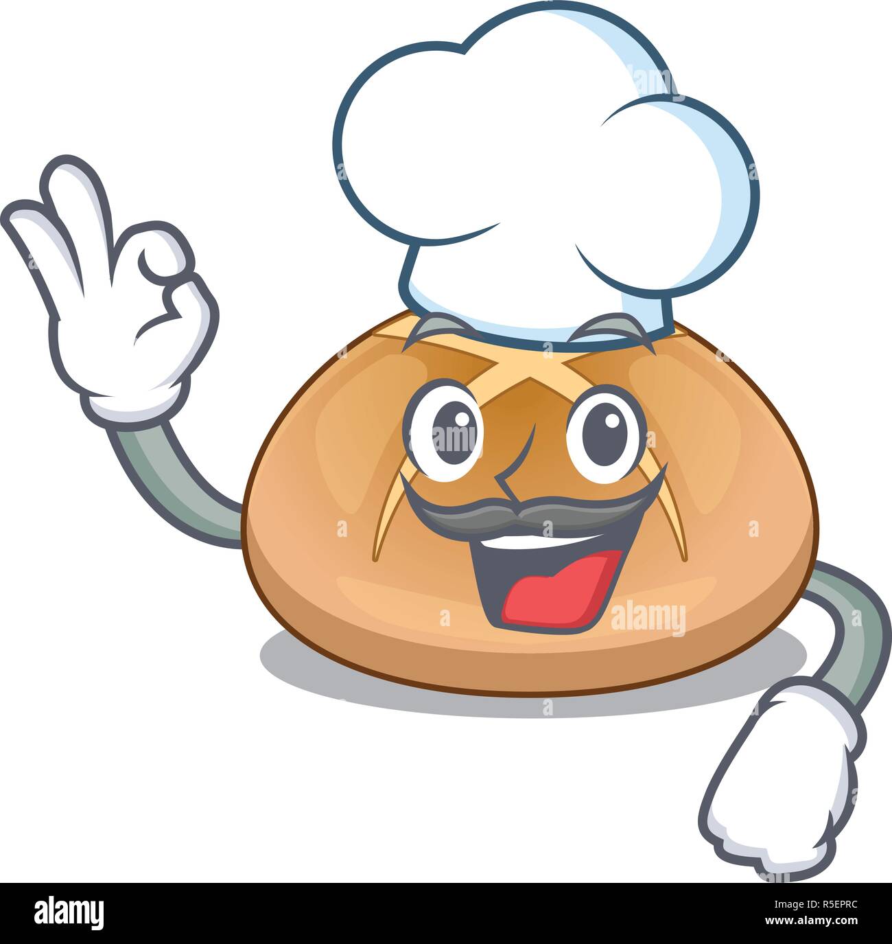 Chef der Hot Cross Buns Charakter hausgemachte Vector Illustration Stock Vektor