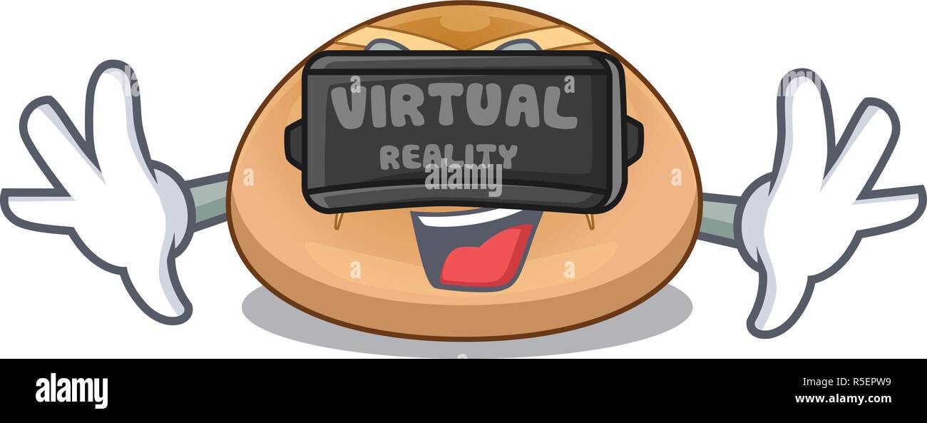 Virtual reality Cartoon mit traditionellen Hot Cross Buns Vector Illustration Stock Vektor