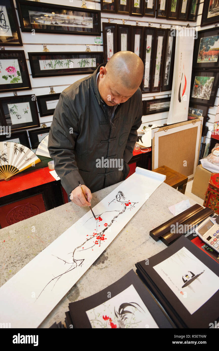 China, Peking, der Seidenmarkt Künstler Malerei Stockfoto