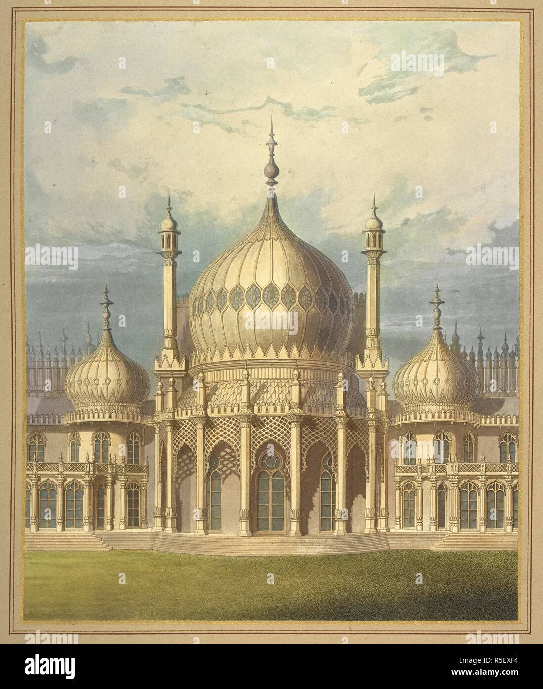 Der Royal Pavilion in Brighton. Der Royal Pavilion in Brighton. Durch den Befehl der veröffentlichten und mit Genehmigung des Königs gewidmet... John Nash. London, 1827. Quelle: 557 *.h.19, Seite 6. Stockfoto