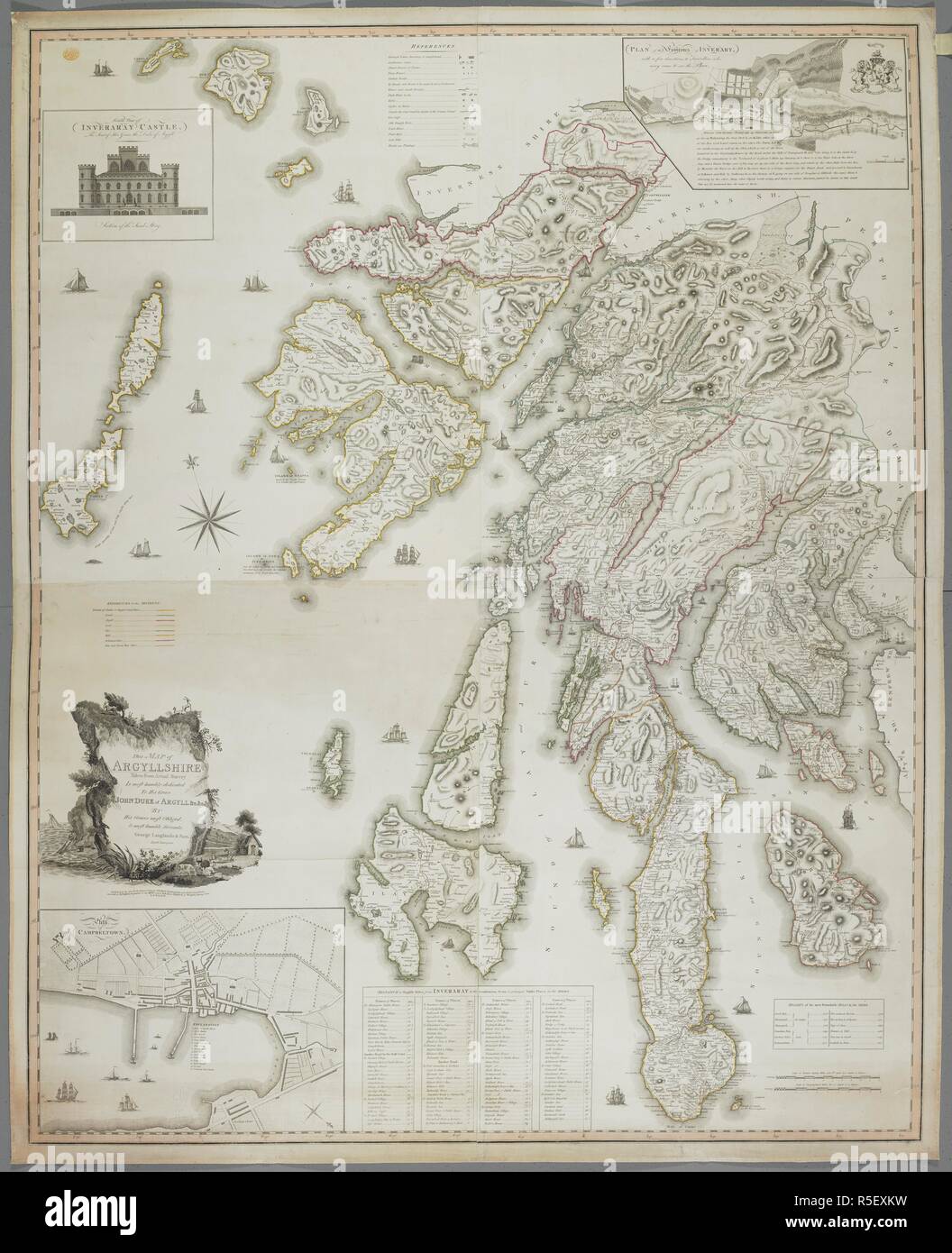 Eine Karte von Argyllshire. Karte von Argyllshire, aus der tatsächlichen Befragung teilgenommen, durch G. Langlands und Sohn. Campbeltown, 1801. Quelle: Karten K. Top. 49.25.2 Registerkarte Ende. Sprache: Englisch. Stockfoto