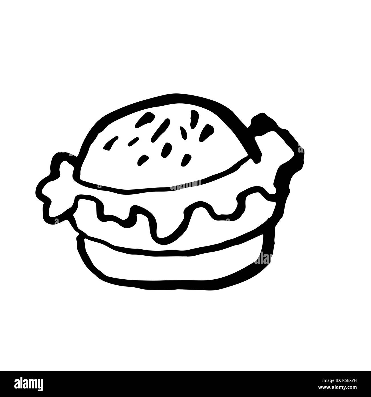 Fast food grunge Tinte Symbol. Bürste Hand gezeichnet Aquarell Burger. Vector Illustration. Stock Vektor