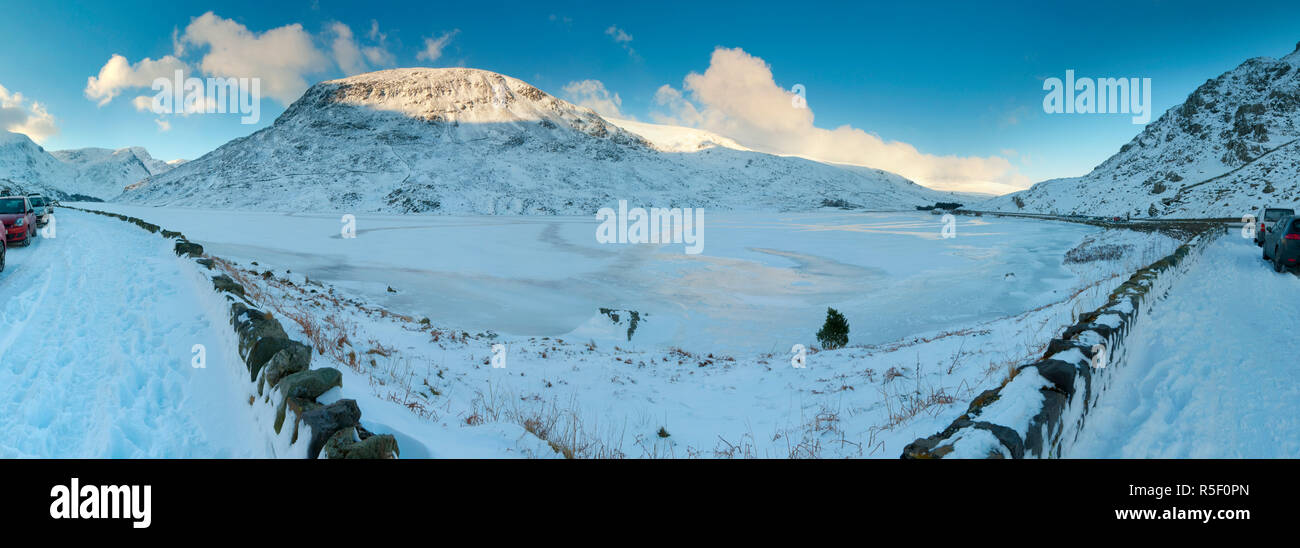 England, Wales, Comwy-Gwynedd, Dyffryn Ogwen oder Ogwen Valley Llyn Ogwen oder Ogwen See Stockfoto