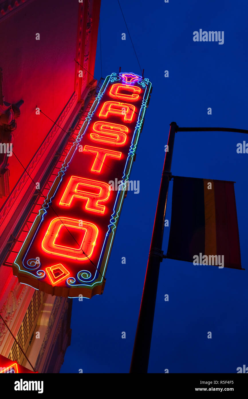 USA, Kalifornien, San Francsico, die Castro, neon Festzelt des Castro Theater Stockfoto