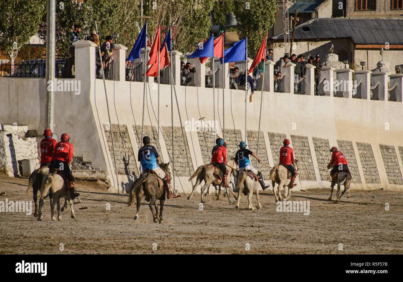 Höhe Pferd polo, Leh, Ladakh, Indien Stockfoto