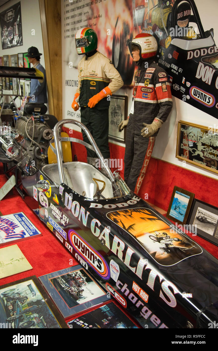 USA, Florida, Ocala, Don Garlits Museum von Drag Racing, Anzeige der Drag Racing Auto raste durch legendäre Racer, Don Garlits Stockfoto
