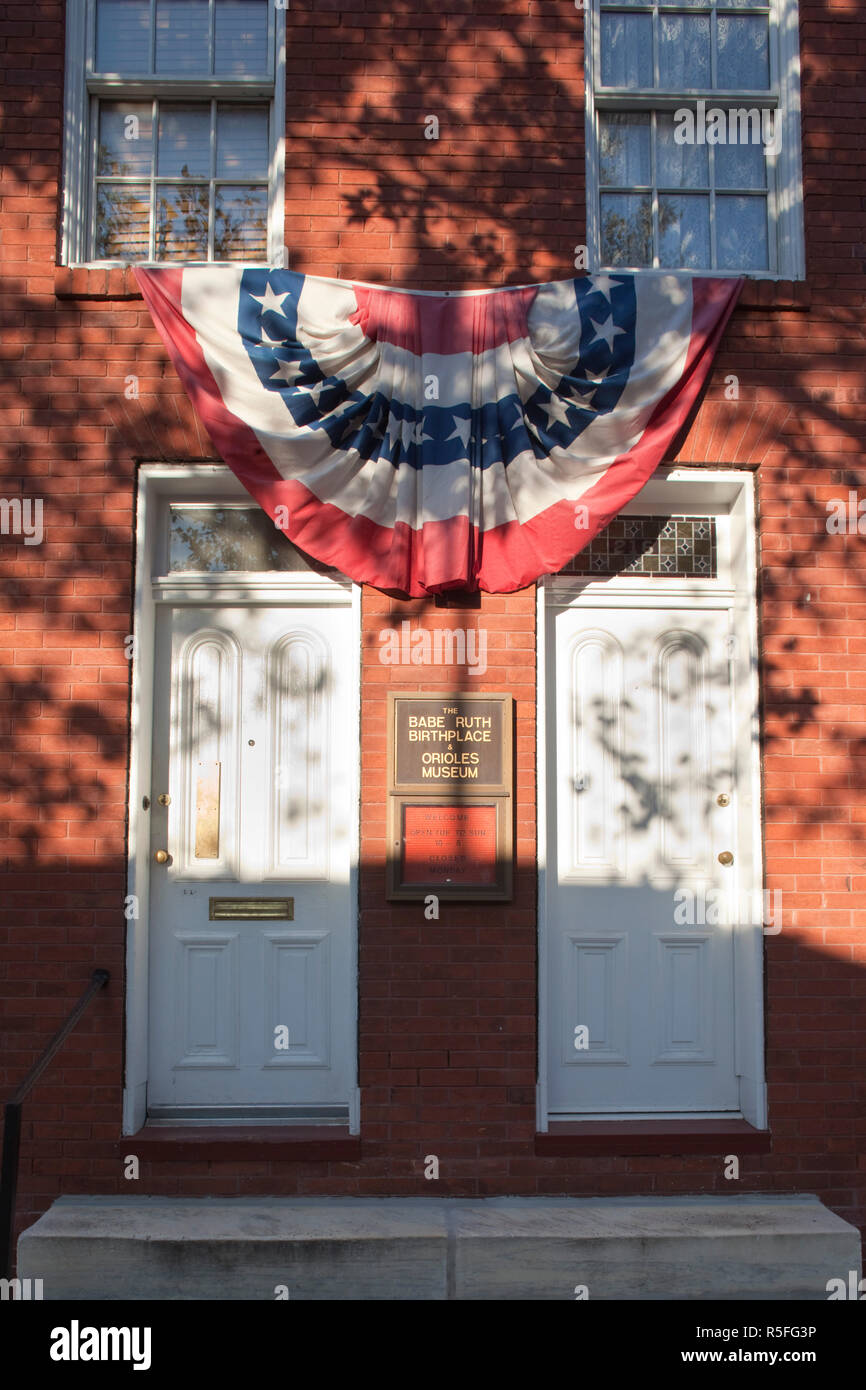 USA, Maryland, Baltimore, Babe Ruth Birthplace Museum, ehemalige Heimat des legendären Baseball-Spieler Stockfoto