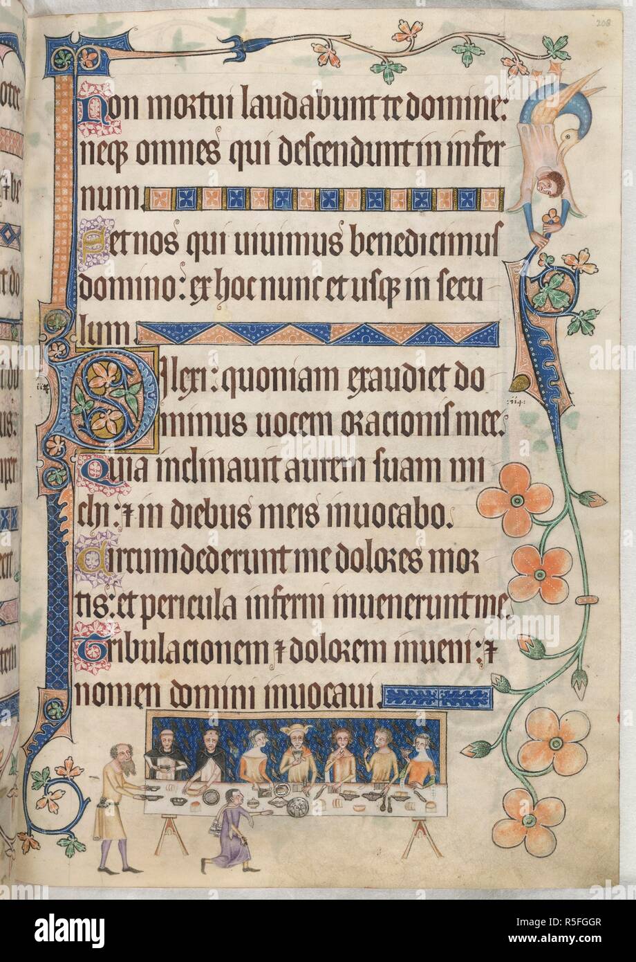 Die luttrell Familie schlemmen. . Die Luttrell Psalter. 1325-1340. Quelle: Hinzufügen. 42130 w.208. Sprache: Latein. Stockfoto