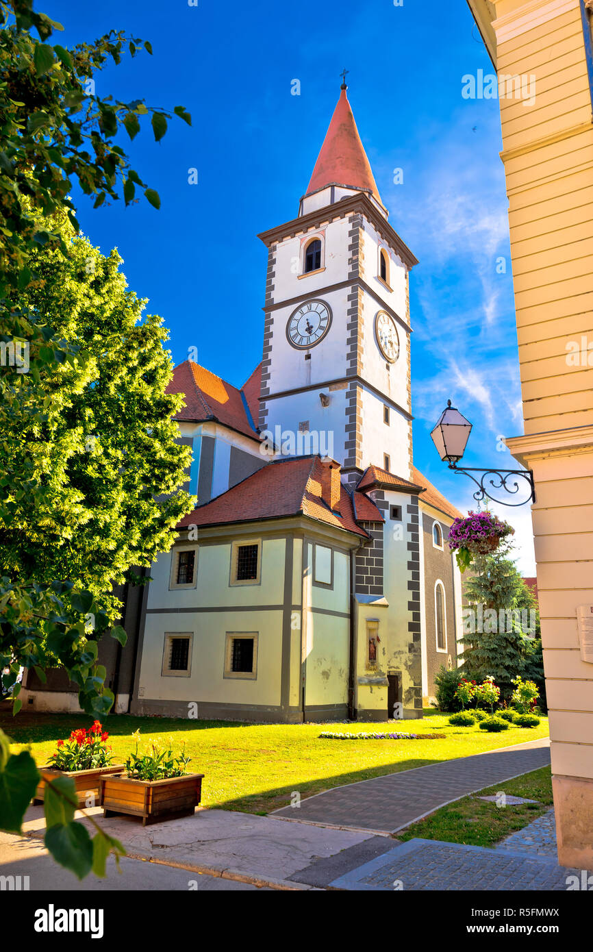 Bunte Straße der barocken Stadt Varazdin anzeigen Stockfoto