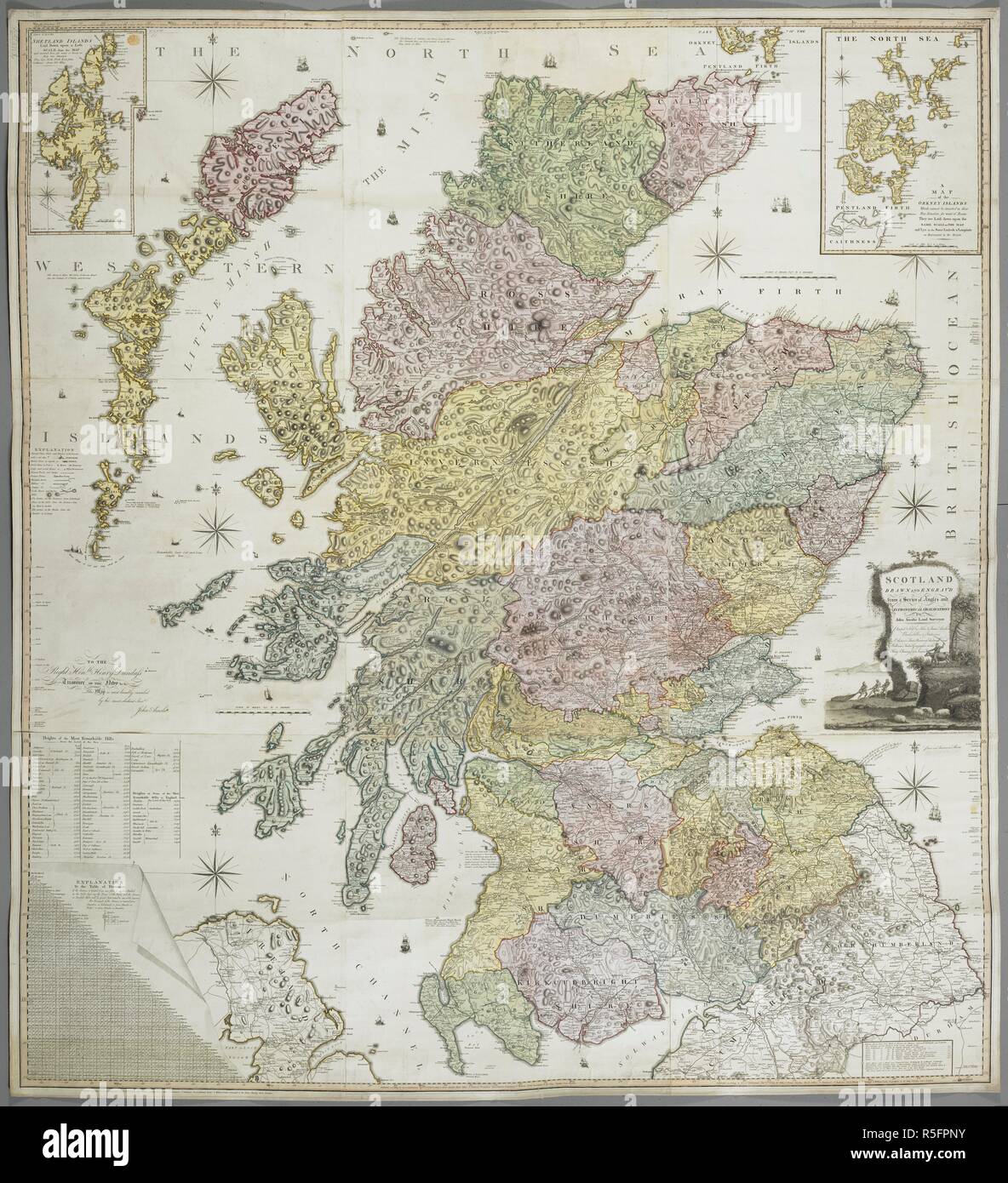 Eine Karte von Schottland. Schottland gezeichnet und ENGRAV würde aus einer Reihe von Winkeln und astronomische Beobachtungen. [Edinburgh]; [London]: Veröffentlichen "nach dem Gesetz des Parlaments Jan. y1. st 1789 von John und James Ainslies Buchhändler & Stationers St. Andrew's Street Newtown Edin. r und William Faden Geograph zum König Charing Cross London, [1789]. Quelle: Karten K. Top. 48.31.8 TAB. ENDE. Sprache: Englisch. Stockfoto