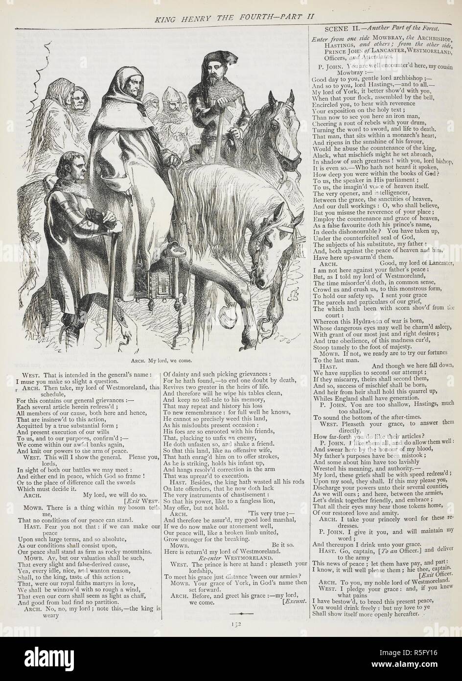 Ein Prinz auf dem Pferd von "Heinrich IV. Teil Zwei". Sir John Gilbert's Shakespeare. Die Werke von Shakespeare, herausgegeben von H. Staunton, mit Illustrationen von Sir John Gilbert. London: Routledge & Söhne, 1882. Quelle: 11765. b.5, Seite 152. Sprache: Englisch. Stockfoto