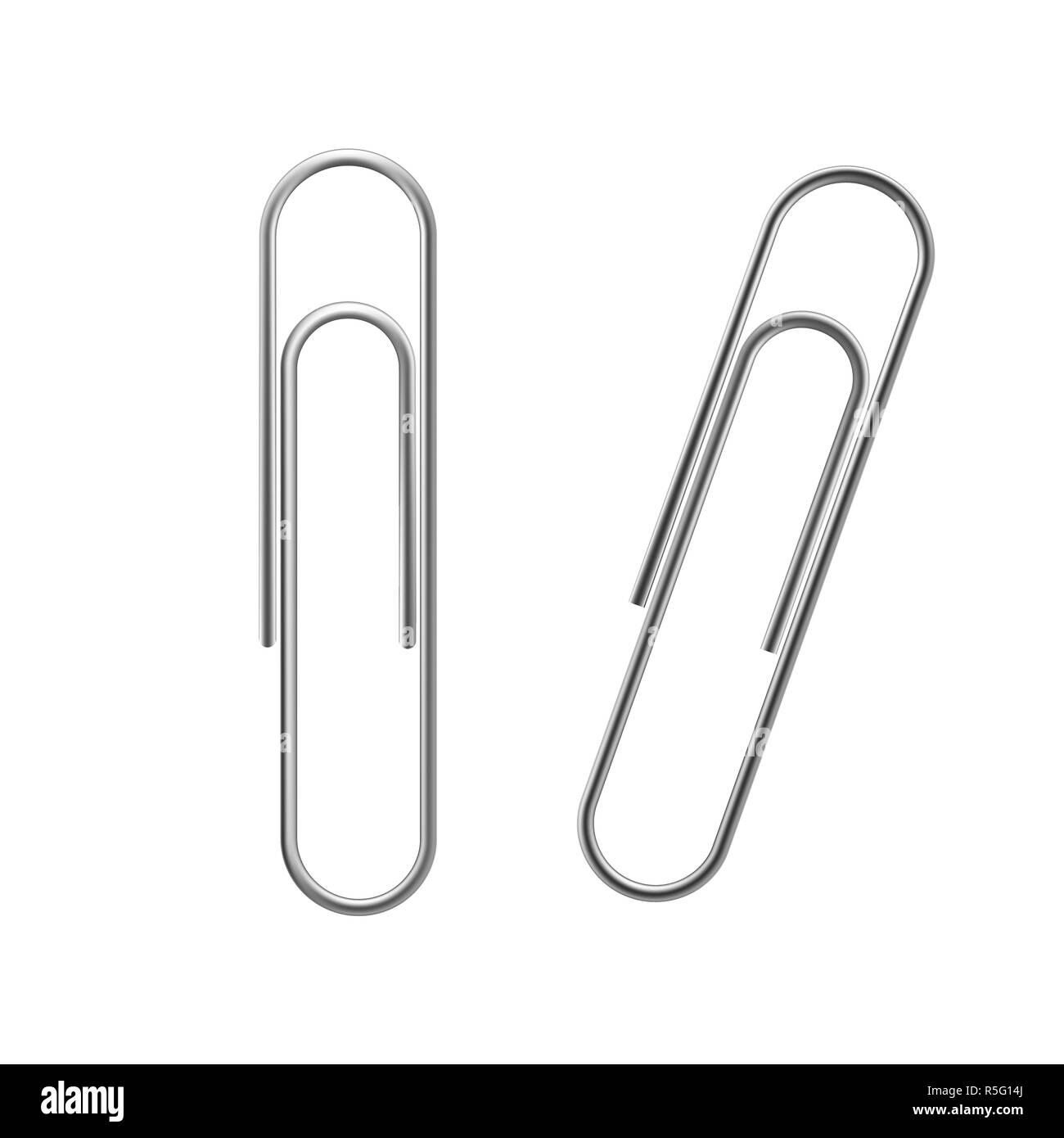 Büroklammer Vektor. Realistische metall Büroklammer. Flache isolierte vector Abbildung auf einem weißen Hintergrund. Stockfoto