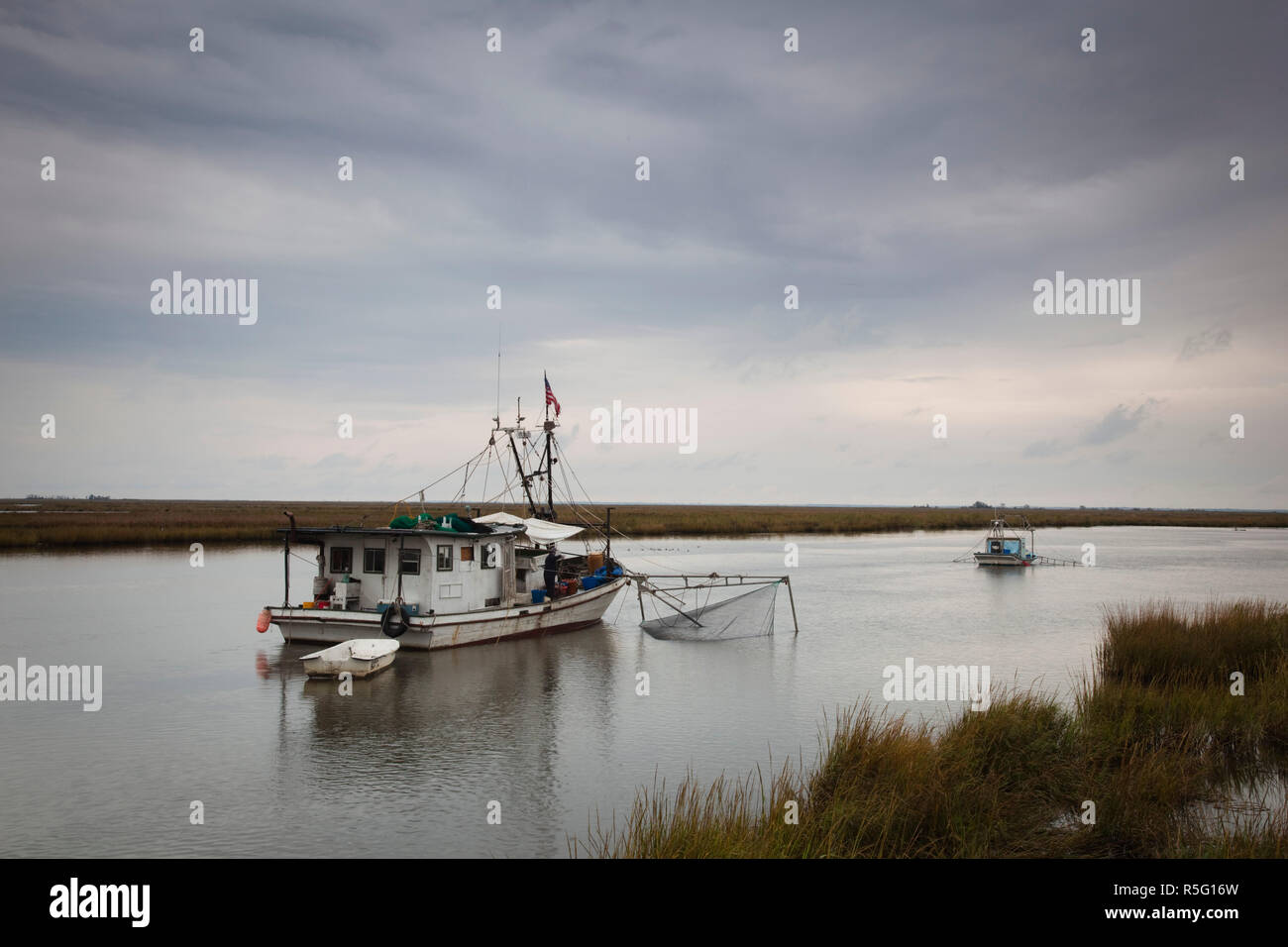 USA, Louisiana, Dulac, Bayou Fischerboot vom See Boudreaux Stockfoto