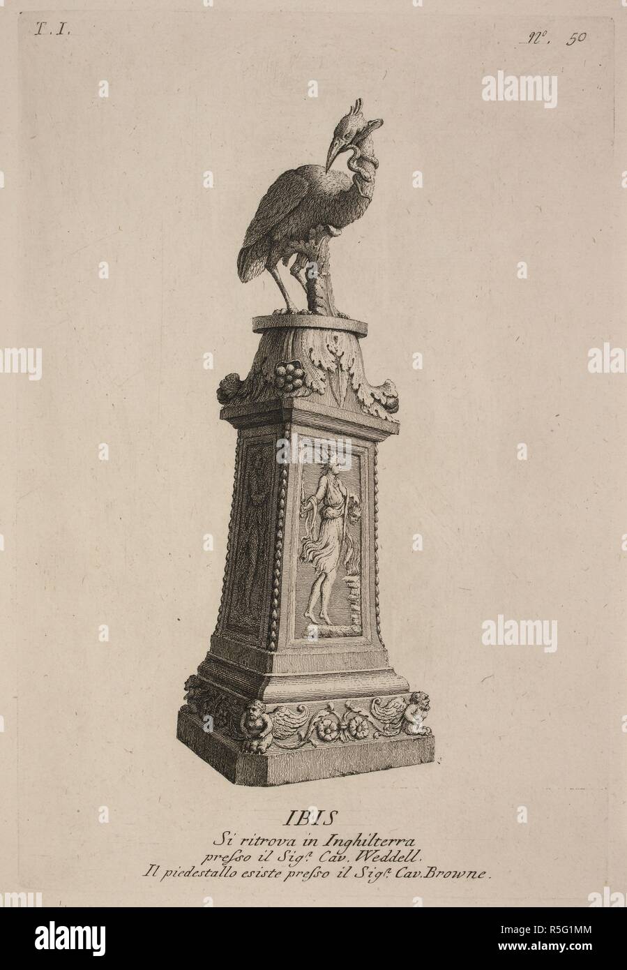 Abbildung: Statue der mythische Vogel und geflügelte Gott Ibis. . DenkmÃ ¦ ler der Baukunst. Darmstadt, 1821. DenkmÃ ¦ ler der Baukunst in Italien. Nach den Monumenten gezeichnet usw. RUHL, Julius Eugen. Quelle: 1265.h. 28 Vol.1 50. Sprache: Italienisch. Stockfoto