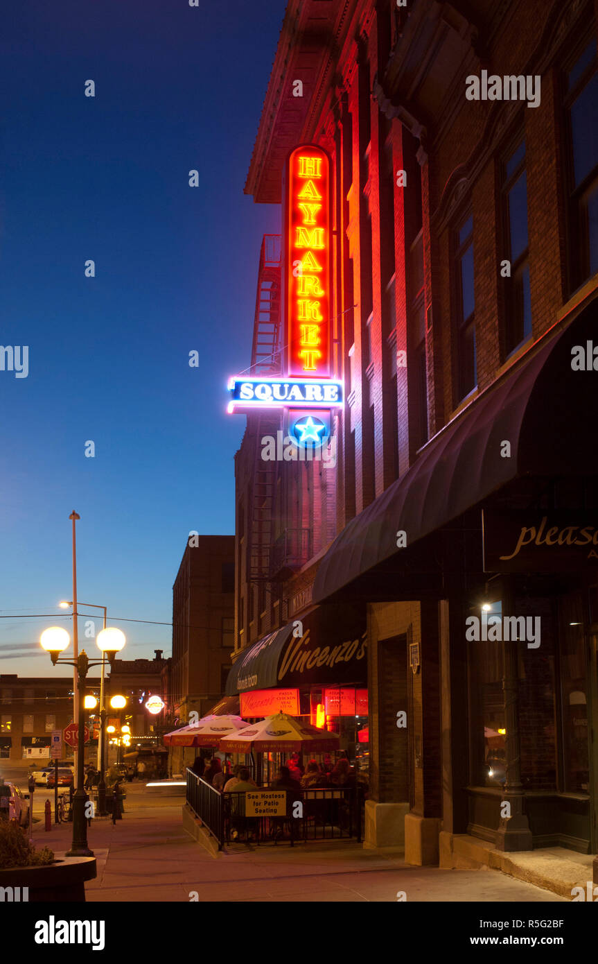 USA, Nebraska, Lincoln, Haymarket Square, der historische Bezirk, restaurierten Lagerhäusern, Restaurants und Geschäfte Stockfoto