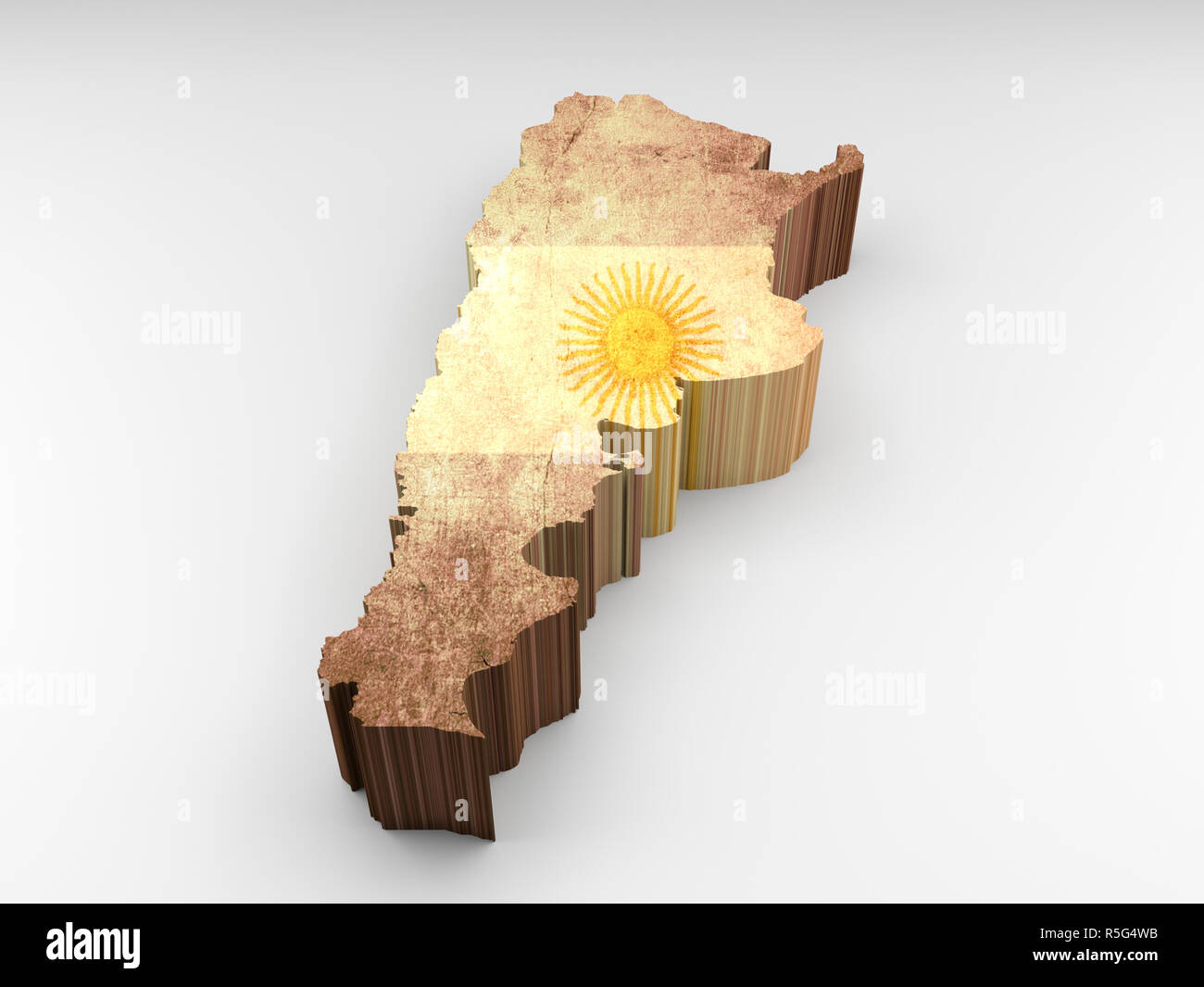 3D-Textur Argentinien Karte mit einem argentinischen Flagge Stockfoto