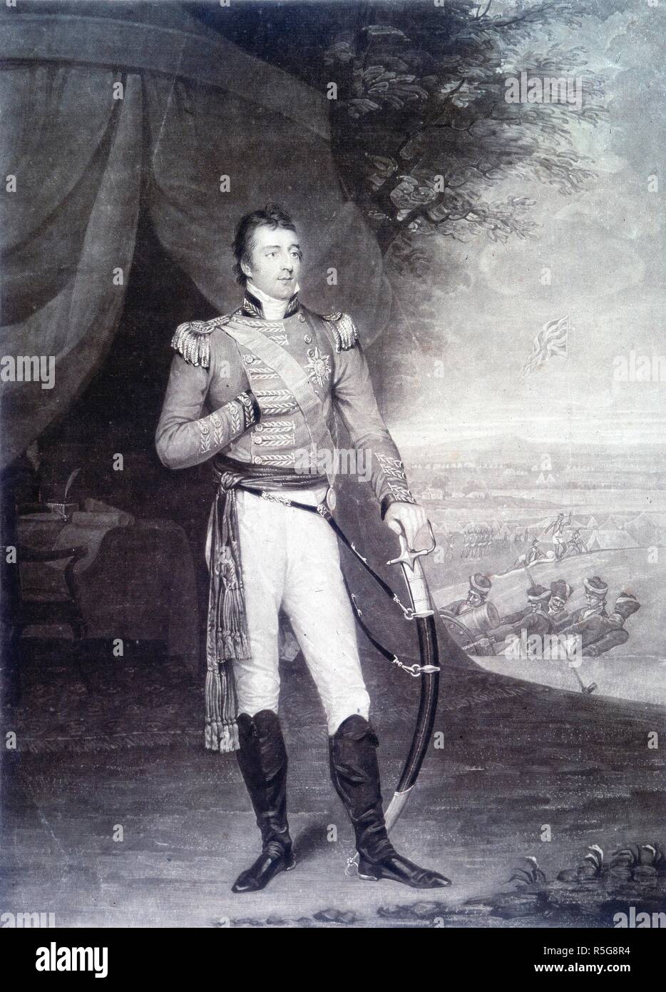 Herzog von Wellington. 1806. Arthur Wellesley, in Indien zwischen 1796 und 1803 dienen. Schabkunst. Ursprünglich veröffentlichte/1806 produziert. . Quelle: P 2372,. Autor: TURNER, Charles. Stockfoto