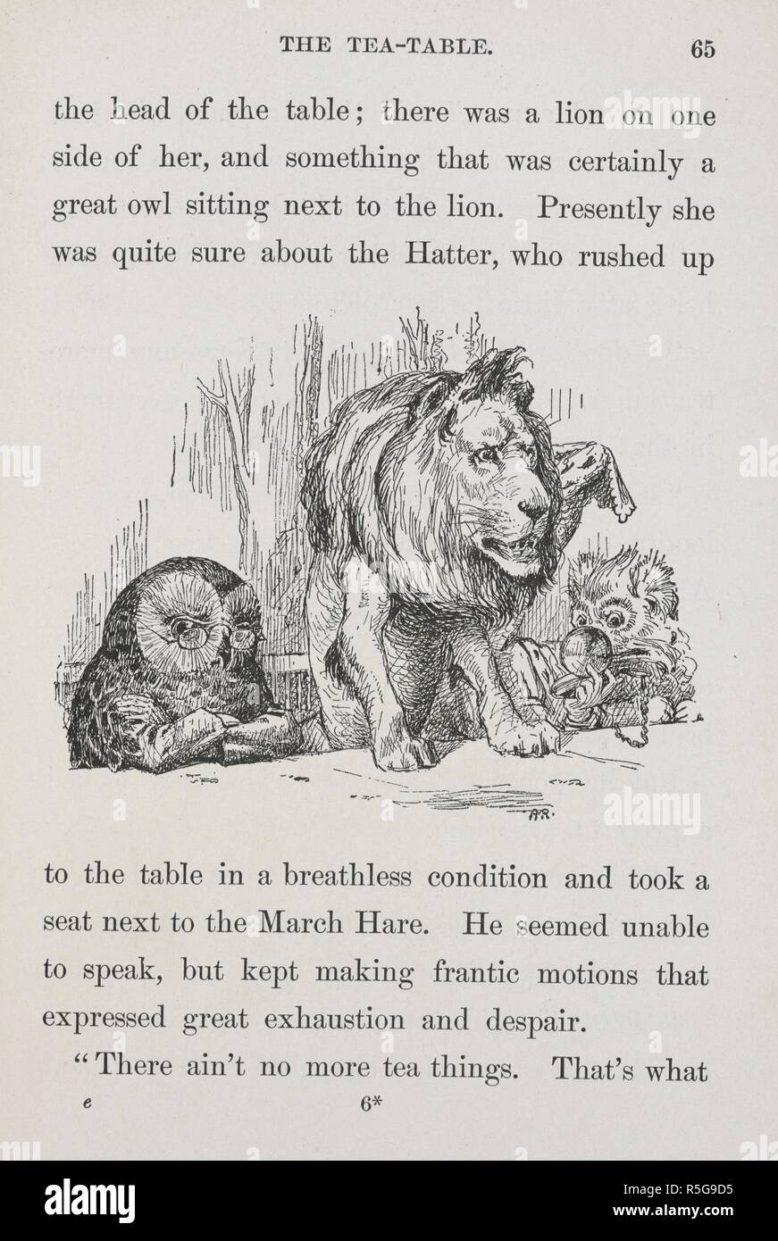 Eine Eule, ein Löwe und ein anderes Tier. Ein neues Alice im Wunderland [Alt eine Fortsetzung von "Alice im Wunderland" und â € das Looking Glass "' von Lewis Carroll. Das Vorwort unterzeichnet: A. M.R., Sr., d. h. Anna M. Richards senior?] mit 67 Illustrationen von Anna M. Richards, jr. Philadelphia: J. B. Lippincott Co., 1895. Quelle: 012807. k.32 auf Seite 65. Stockfoto