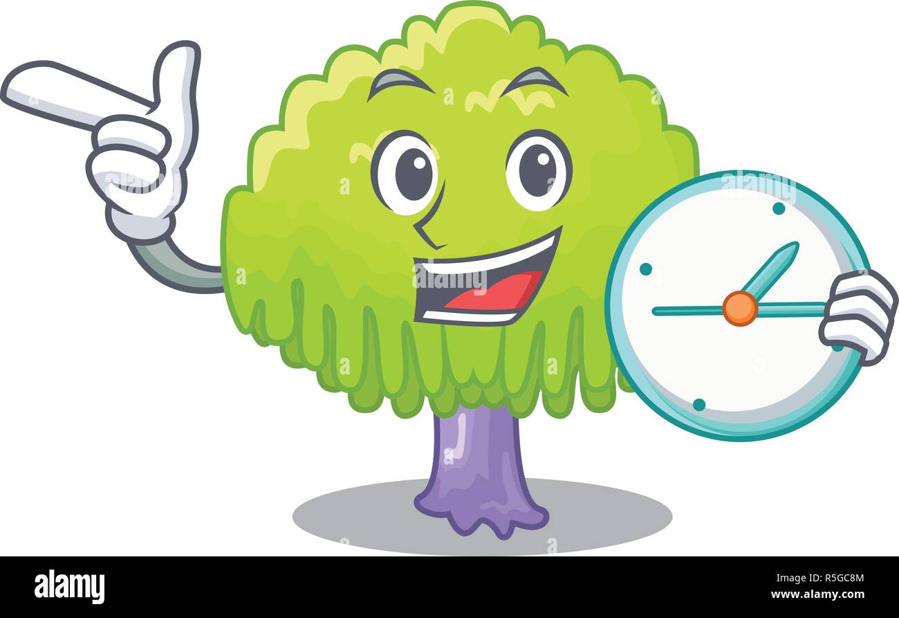 Mit Uhr Zeichnung von Willow Tree Form cartoon Vector Illustration Stock Vektor