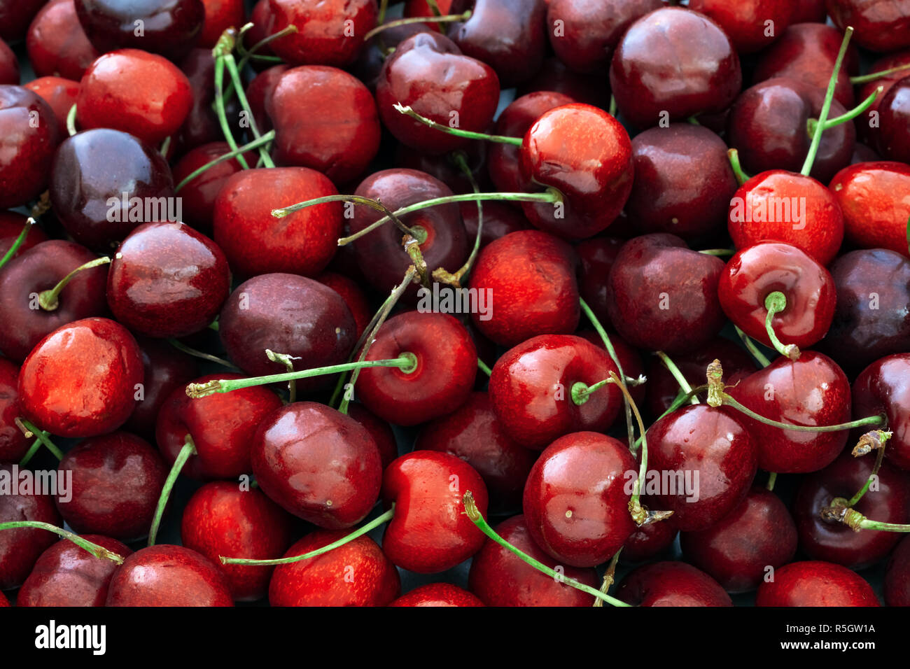 Cherry Hintergrund, süßen roten Kirschen Stockfoto