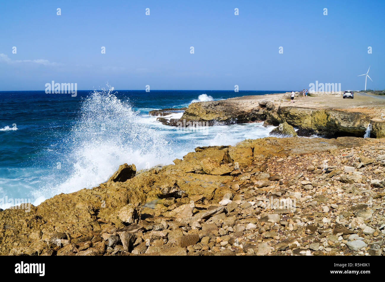 Spritzwasser bei Boka Kanao in Curacao Stockfoto