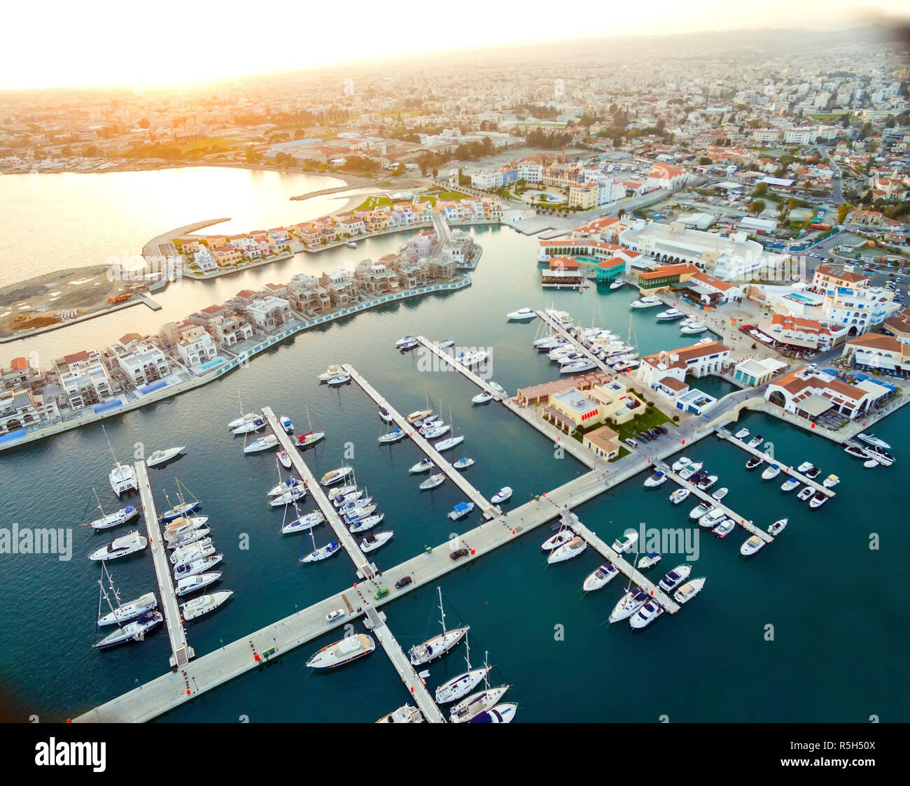 Luftaufnahme von Limassol, Marina, Zypern Stockfoto