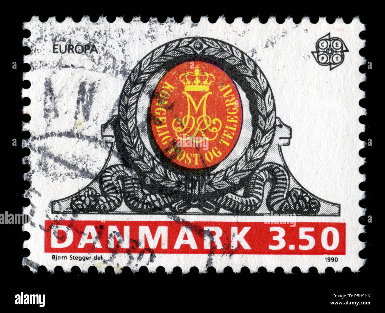 Briefmarke aus Dänemark in der Europa (C.E.P.T.) 1990 - Post Gebäude Serie Stockfoto