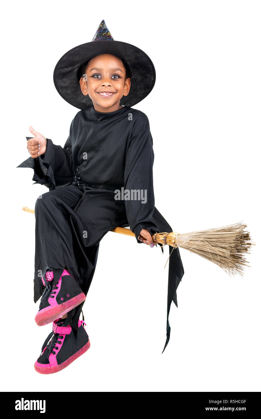 Junge Mädchen Hexe in Halloween Stockfoto