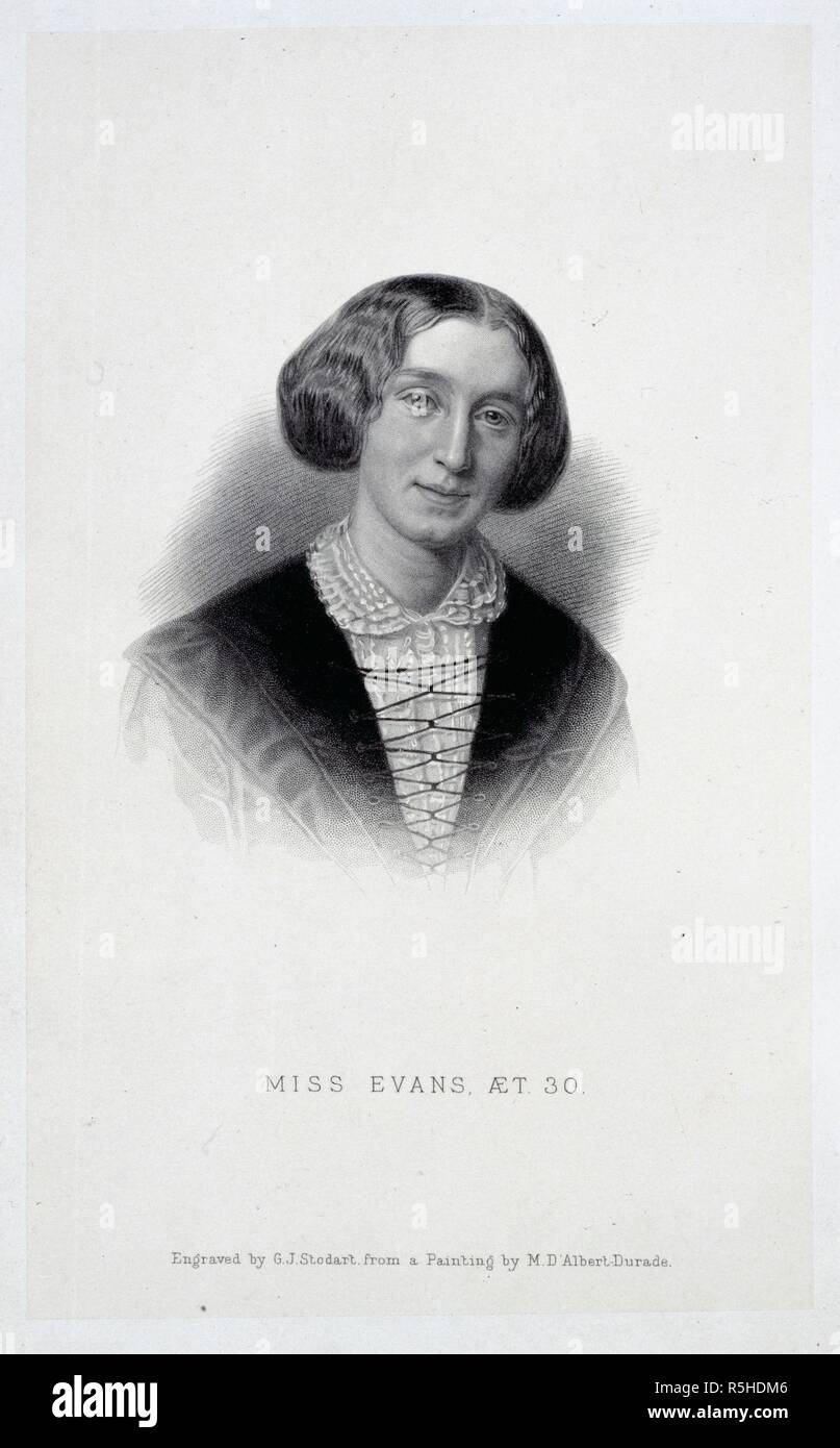 Miss Evans, zum 30. Agatha. London: TrÃ¼bner & Co., 1869 [1889?]. George Eliot (Mary Anne Evans). (1819-1880). Englischer Schriftsteller. Porträt. Bild von Agatha genommen. /In London produzierte Ursprünglich veröffentlicht: TrÃ¼bner & Co., 1869 [1889?]. . Quelle: Ashley712, frontispiz. Sprache: Englisch. Autor: Eliot, George. Stodart, G. J. Stockfoto