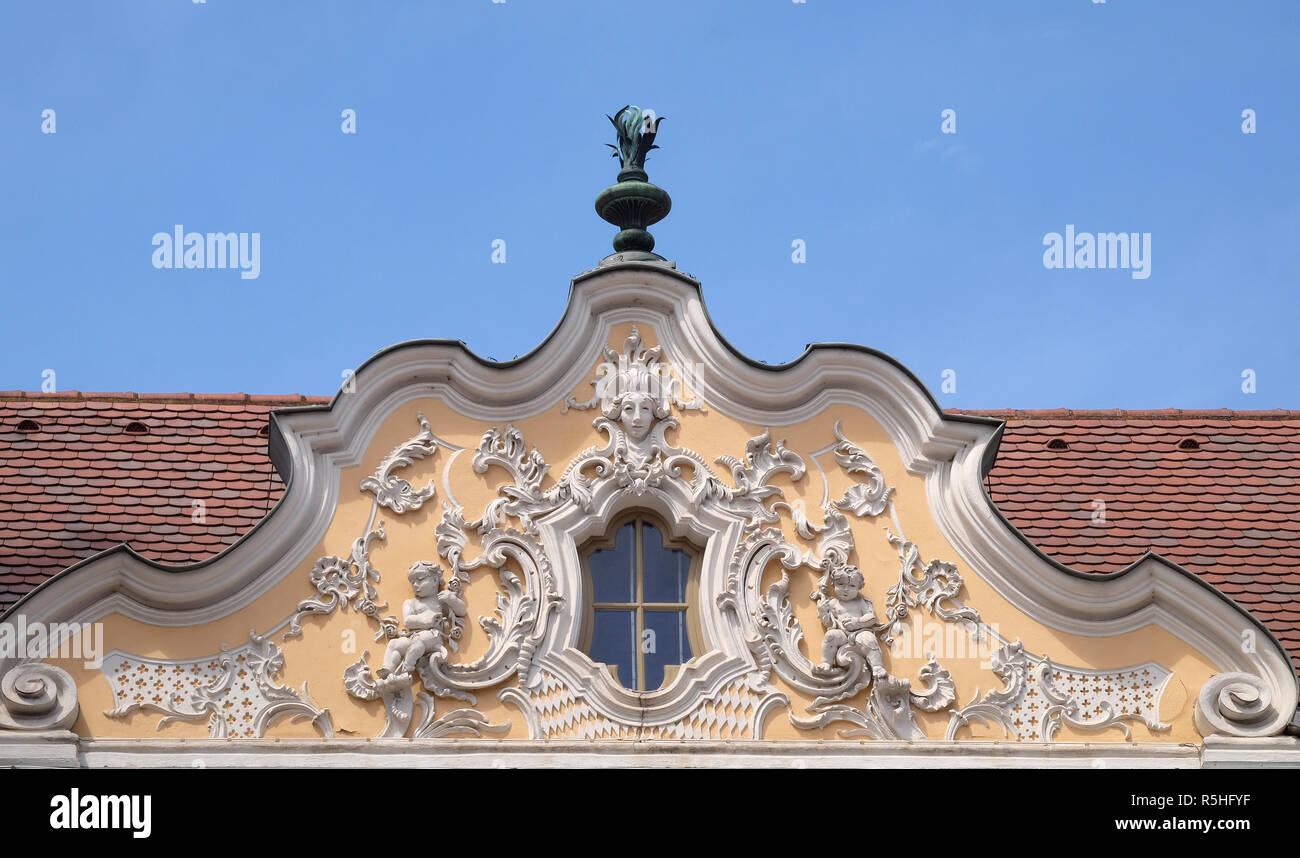 Haus der Falcon, die schönsten Rokoko Gebäude in Würzburg, Deutschland Stockfoto