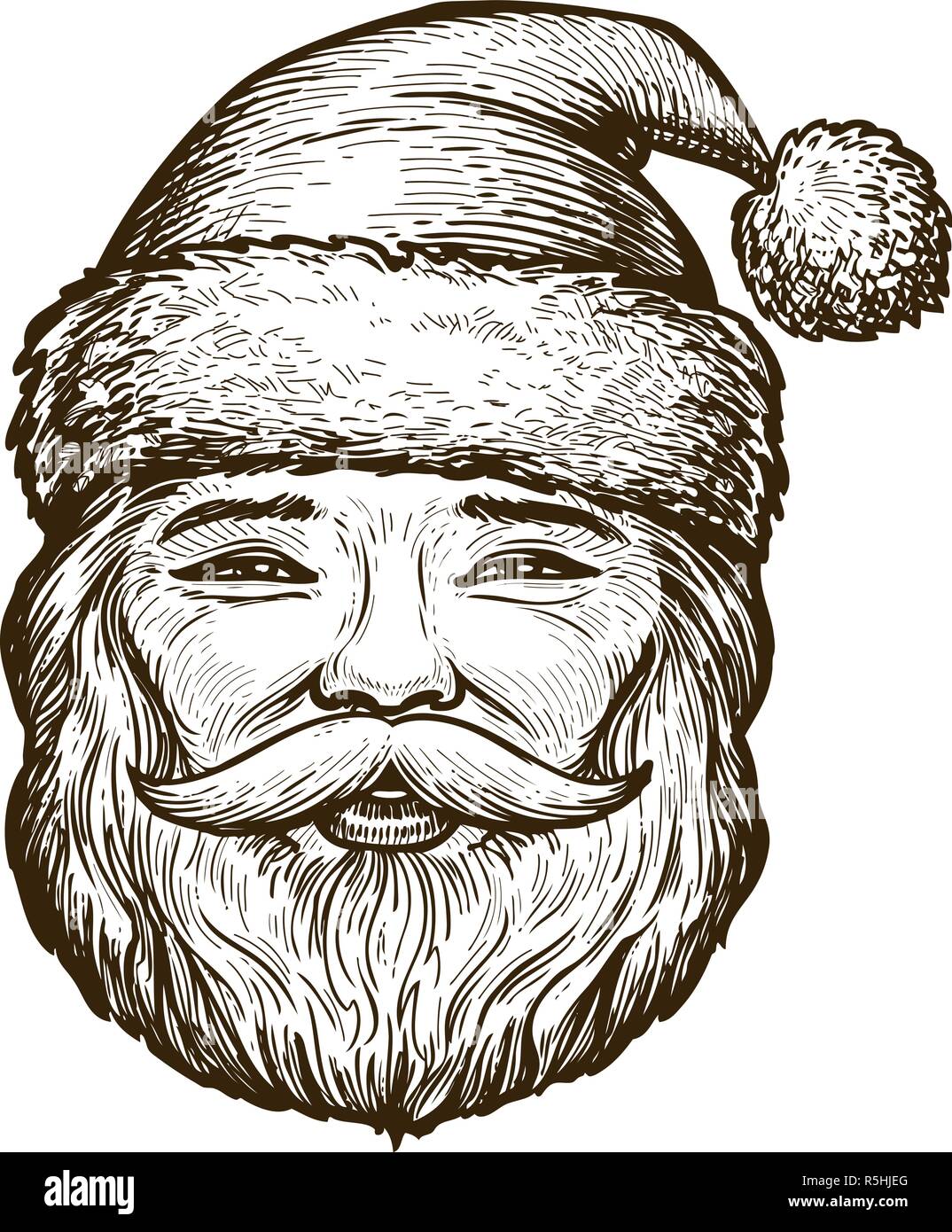 Portrait von Santa Claus. Weihnachten Skizze. Vintage Vector Illustration Stock Vektor