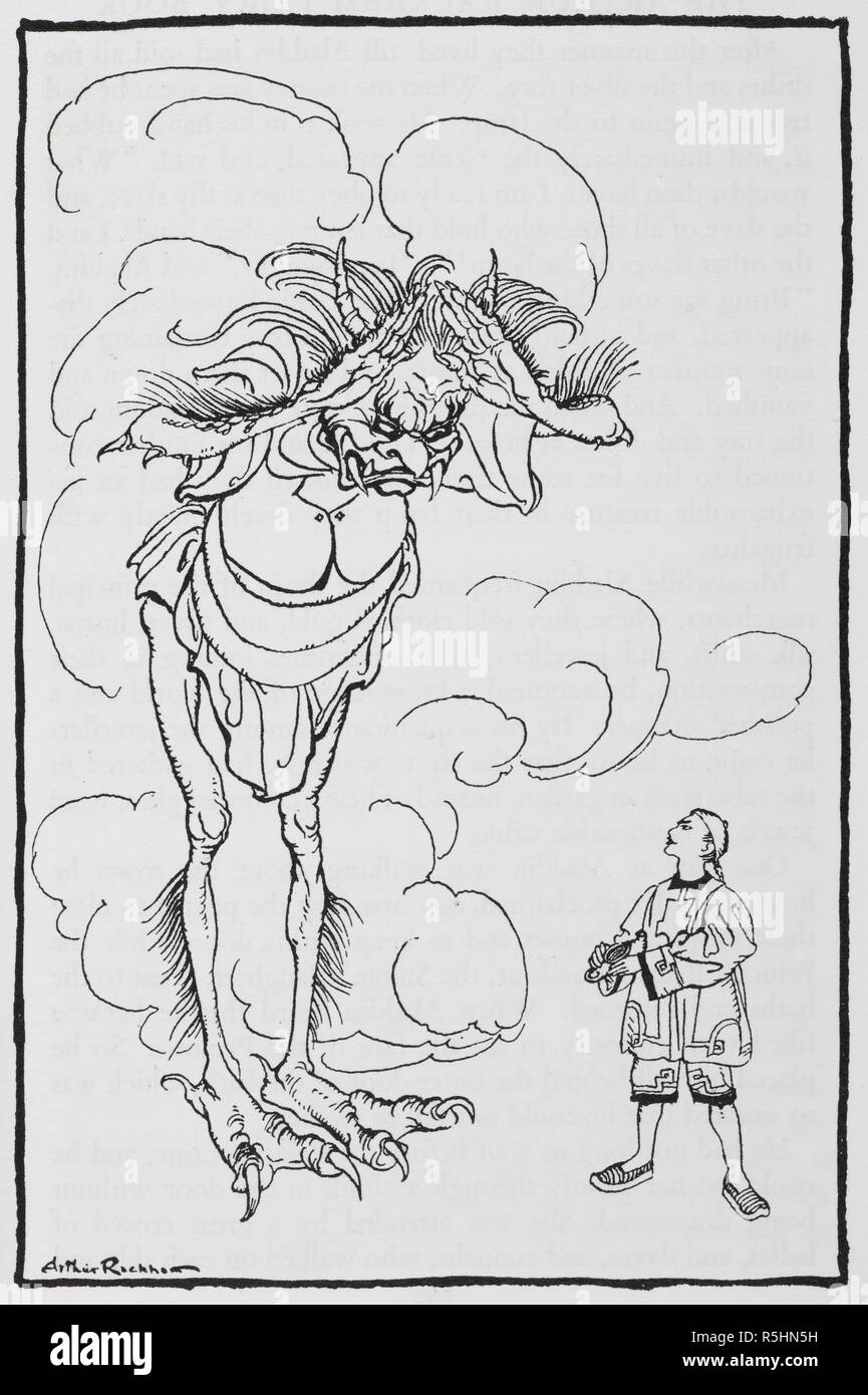 Aladdin und die Genie. Die Arthur Rackham Märchen Buch usw. London: G.G.Harrap & Co., 1933. Quelle: 12403.bb.17 s. 161. Stockfoto