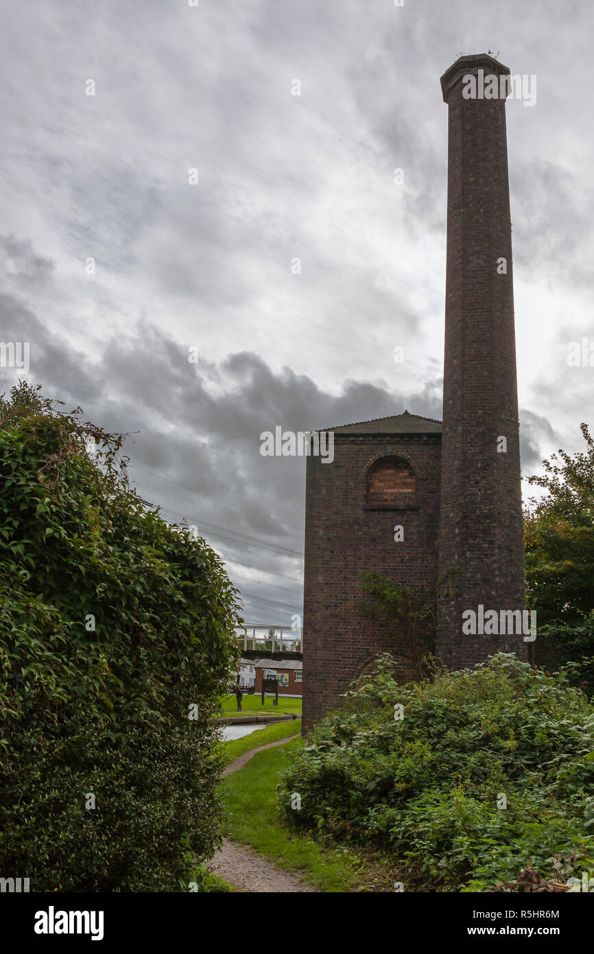 Stillgelegte Engine House, Hawkesbury Engine House, Hawkesbury Junction, Coventry Canal, Warwickshire, England, UK (WOP) Stockfoto