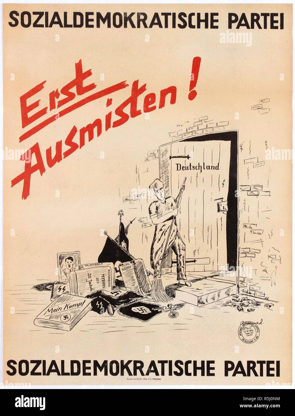 Forst ausmisten! Sozialdemokratische Partei Deutschlands. Wahlen Poster. Museum: private Sammlung. Autor: anonym. Stockfoto