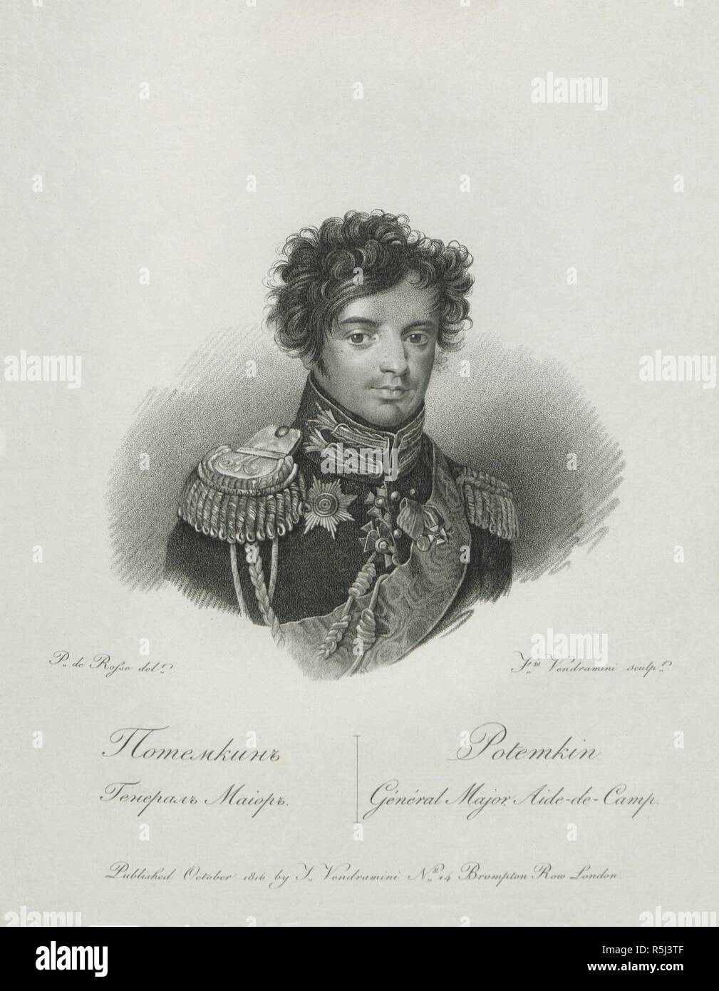 Portrait von Yakov Alexeevich Potyomkin (1781-1831). Museum: private Sammlung. Autor: Vendramini, Francesco. Stockfoto