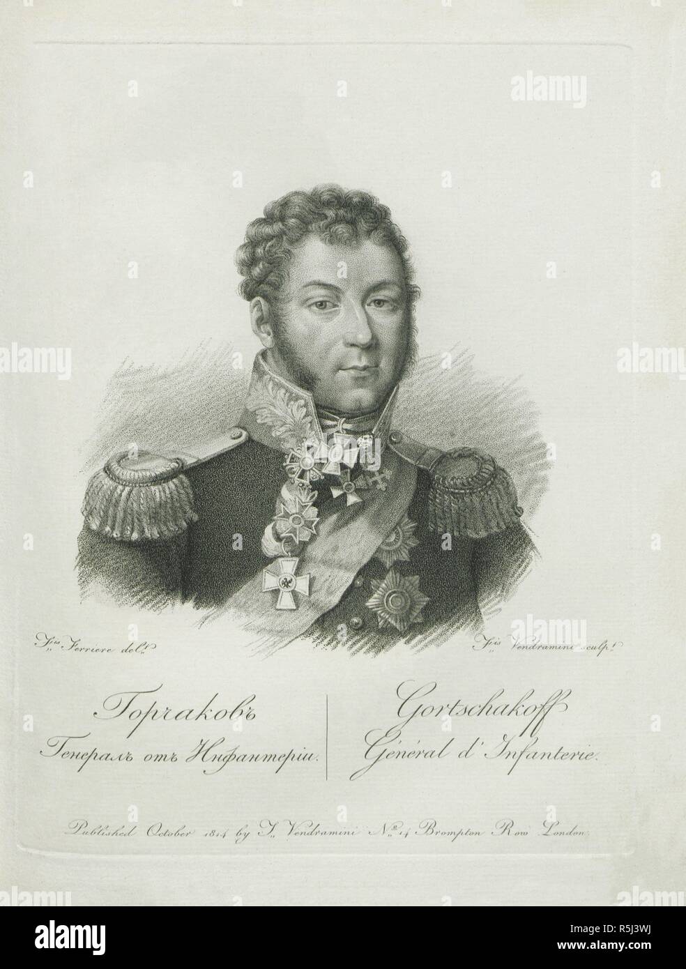 Fürst Aleksej Iwanowitsch Gorchakov (1769-1817). Museum: private Sammlung. Autor: Vendramini, Francesco. Stockfoto