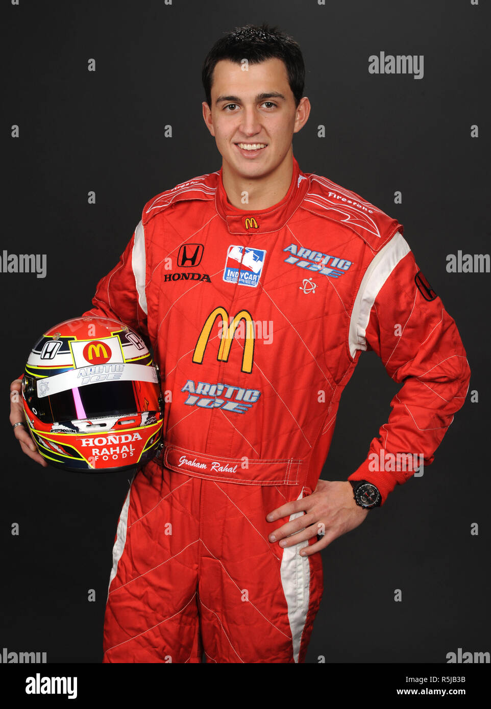 Graham Rahal beteiligt sich an der Indy Racing League Media Day bei Homestead-Miami Speedway in Homestead, Florida am 24. Februar 2009. Stockfoto