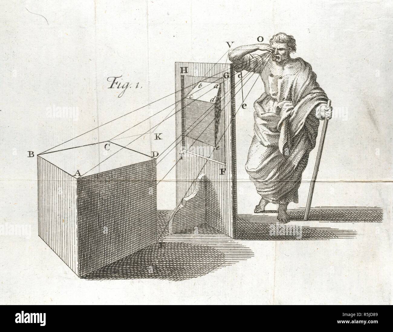 Eine wissenschaftliche Darstellung der Linien der Perspektive. Neue Prinzipien der linearen Perspektive, etc. R. Knaplock: London, 1719. Quelle: 1488. c. 28, Bild 1. Autor: Taylor, Bach. Stockfoto