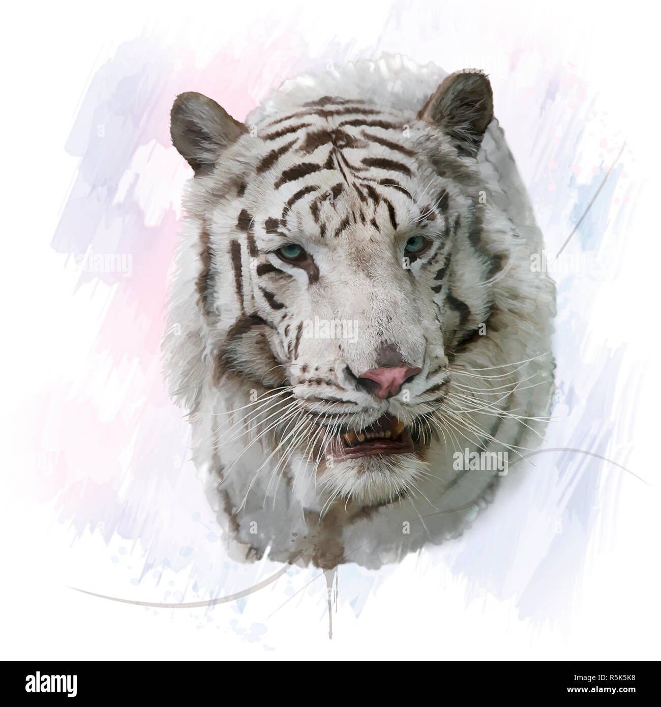Weißer Tiger Aquarell Stockfoto