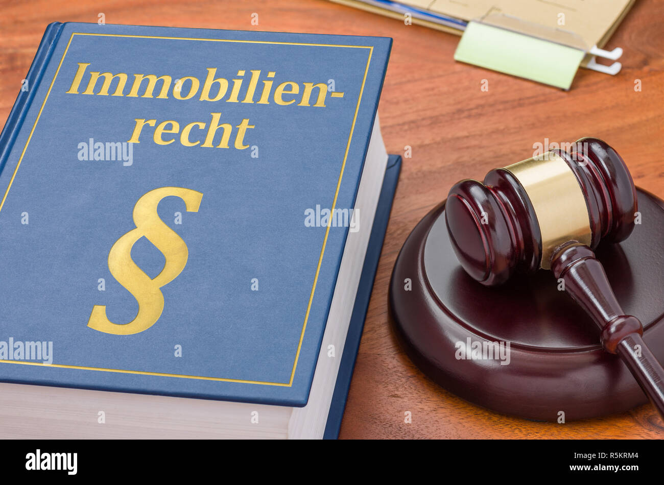 Gesetz Buch mit Richter Hammer - Real Estate Law Stockfoto