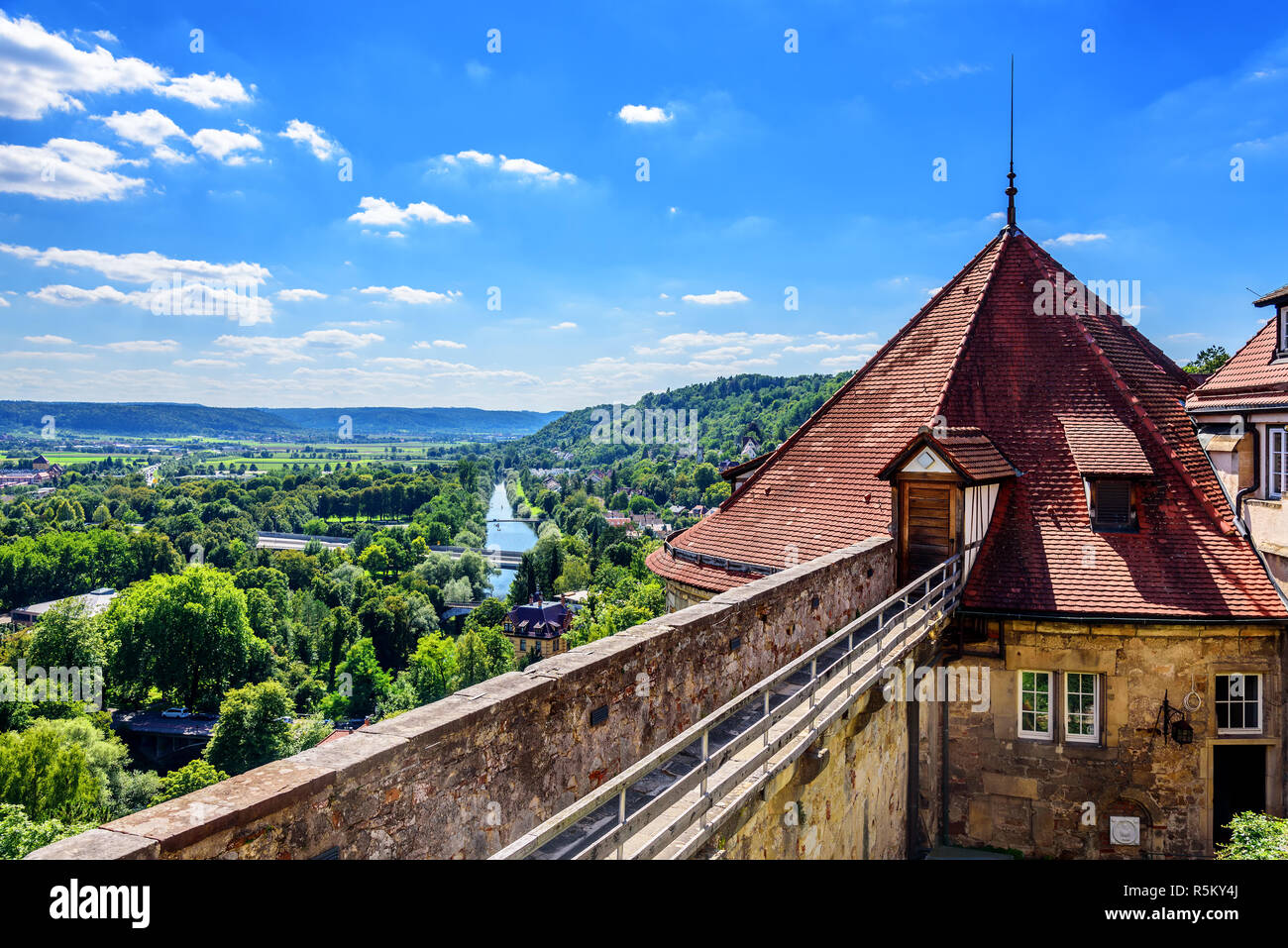 Neckar Tübingen city panorama Dach Natur baden Baden-württemberg Stockfoto