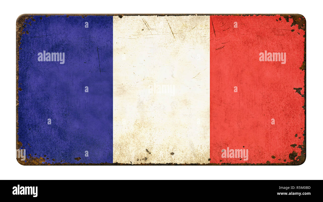 Alten verrosteten Blech Schild - Flagge Frankreich Stockfoto