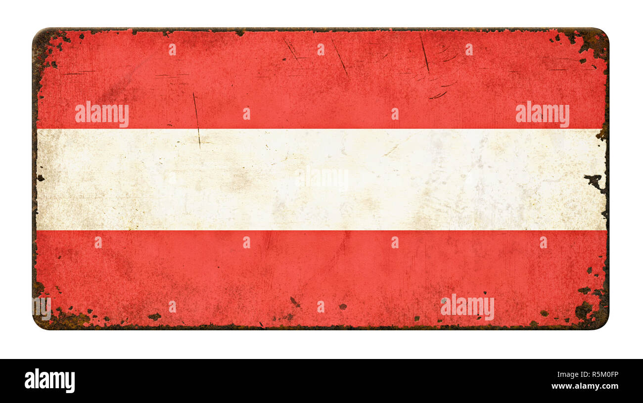 Alten verrosteten Blech Schild - Flagge Österreich Stockfoto