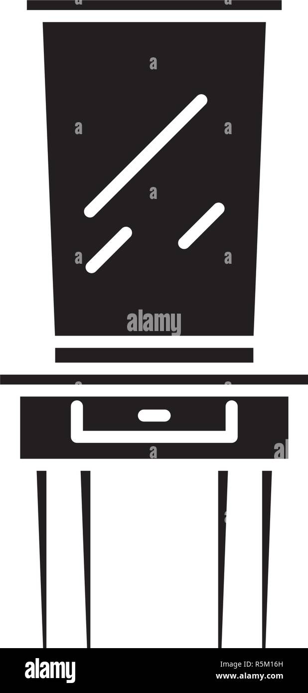 Frisiertisch schwarze Symbol, Vektor Zeichen auf isolierten Hintergrund. Frisiertisch Konzept Symbol, Abbildung Stock Vektor